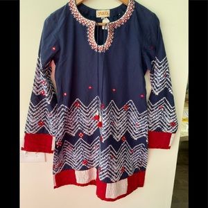 Navy embroidered Tunic